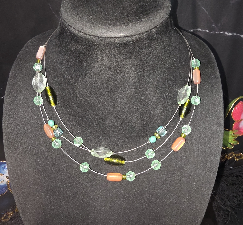 Lia Sophia Coral, Mint and Olive Multi-Strand Beaded Necklace